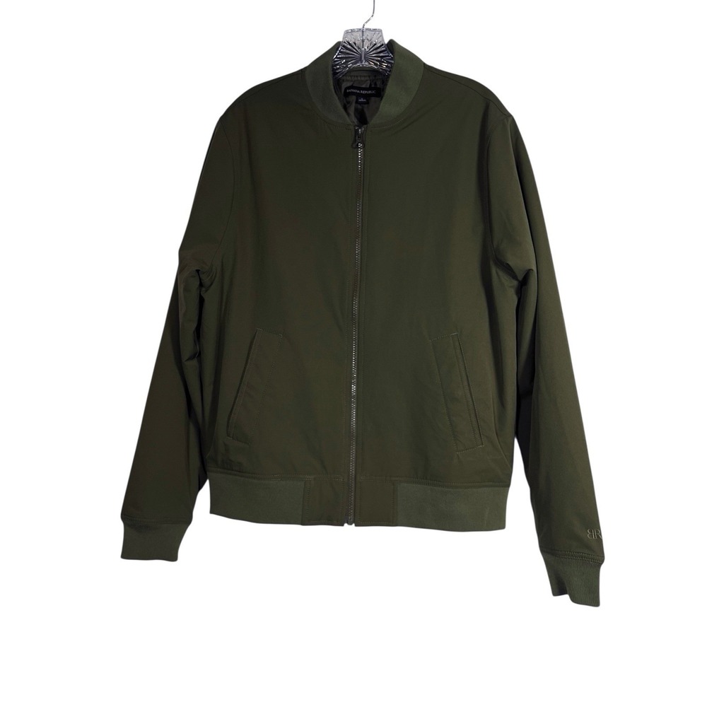 Banana Republic Sz S Men's Bomber Jacket Olive Green Full Zip Brushed